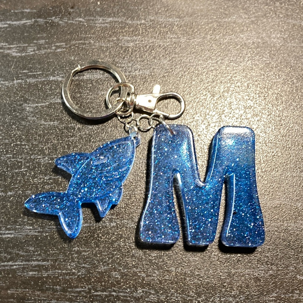 M Resin Keychain With Shark